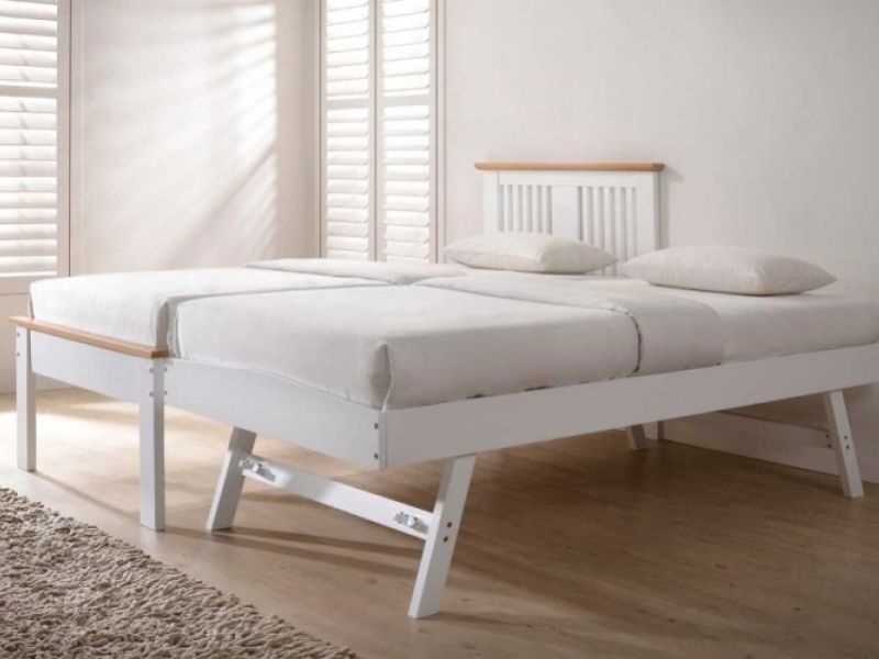 Sleep Design Malpas White And Oak finish Wooden Guest Bed