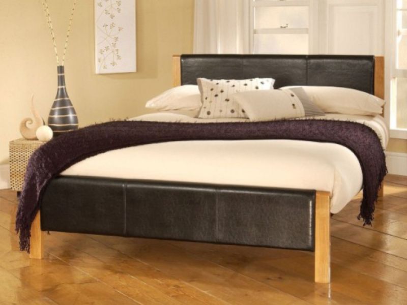 Limelight Mira 4ft6 Double Black Faux Leather Bed Frame