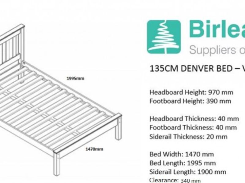 Birlea Denver 4ft6 Double Pine Wooden Bed Frame
