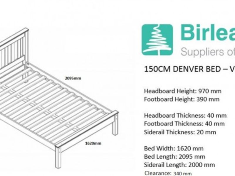 Birlea Denver 5ft Kingsize Pine Wooden Bed Frame