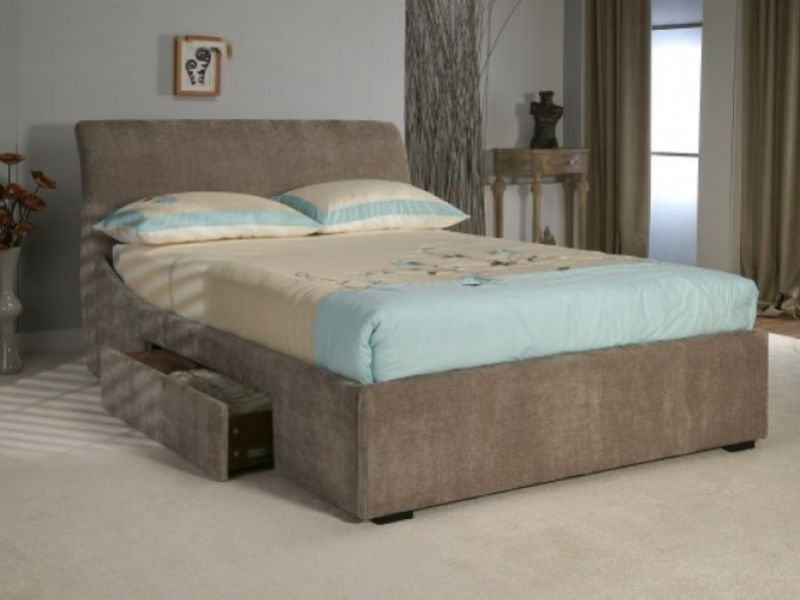 Limelight Oberon 4ft6 Double Mink Fabric Bed Frame with Drawers