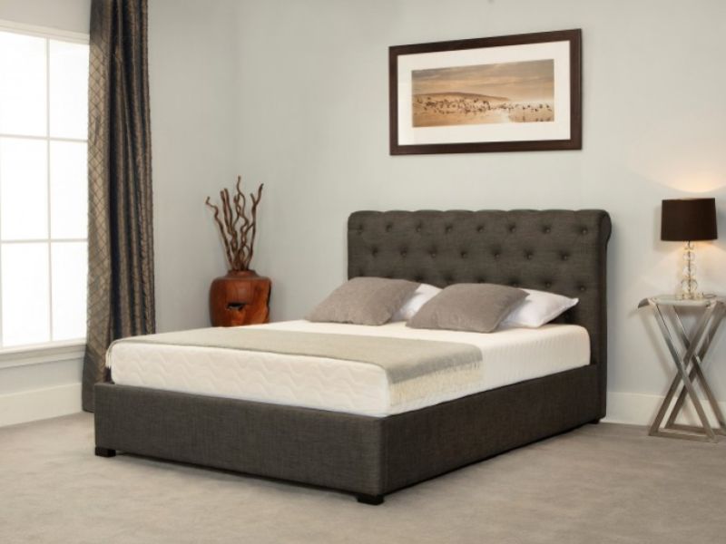 Emporia Balmoral 6ft Super Kingsize Grey Fabric Ottoman Bed