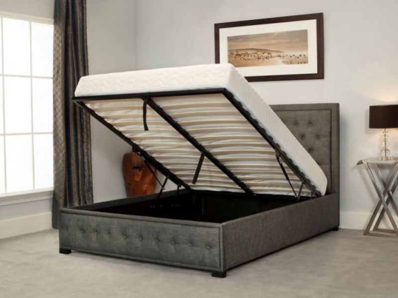 Emporia Albany 4ft6 Double Grey Fabric Ottoman Bed