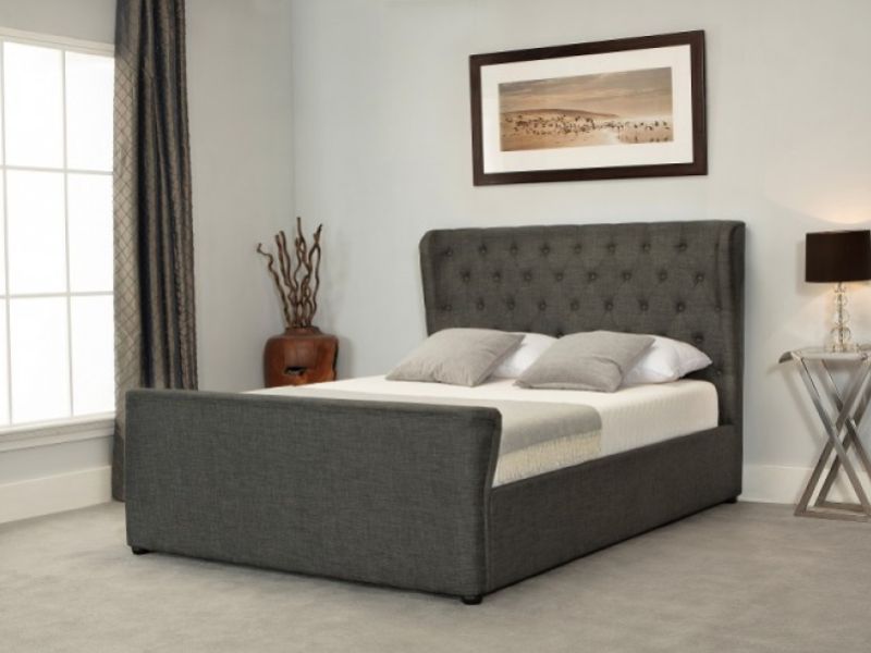 Emporia Manhattan 4ft6 Double Grey Fabric Ottoman Bed