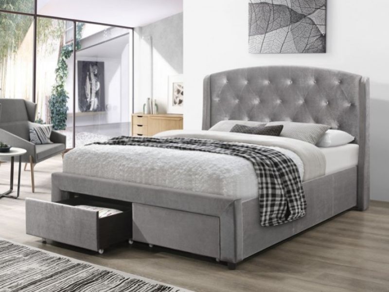 Flair Furnishings Ellen 4ft6 Double Silver Fabric Bed Frame