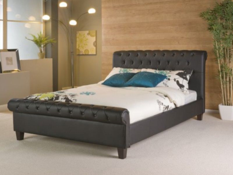 Limelight Phoenix Black 5ft Kingsize, King Size Faux Leather Sleigh Bed