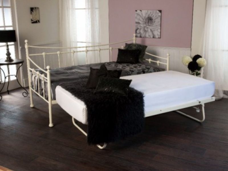 Limelight Sirus 3ft Single Ivory Metal Day Bed Fame with Underbed