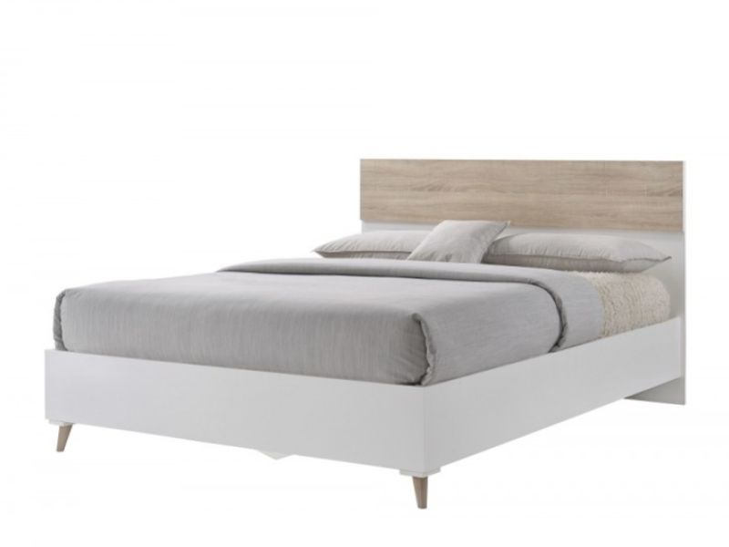 LPD Stockholm 5ft Kingsize Wooden Bed Frame In White And Oak