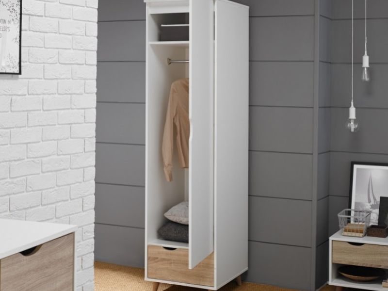 LPD Stockholm 1 Door Wardrobe In White And Oak