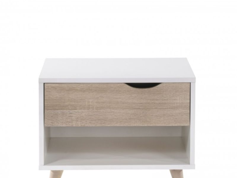 LPD Stockholm 1 Drawer Bedside In White And Oak