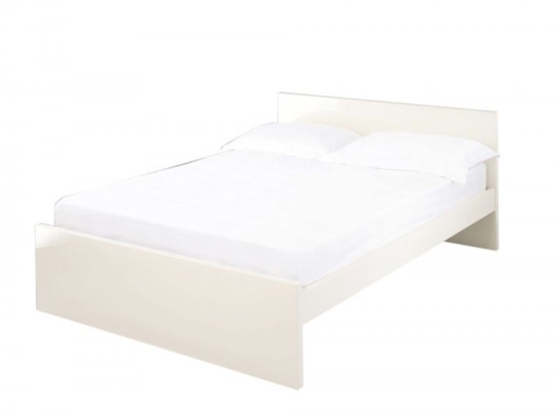 LPD Puro 4ft6 Double Wooden Bed Frame In Cream Gloss