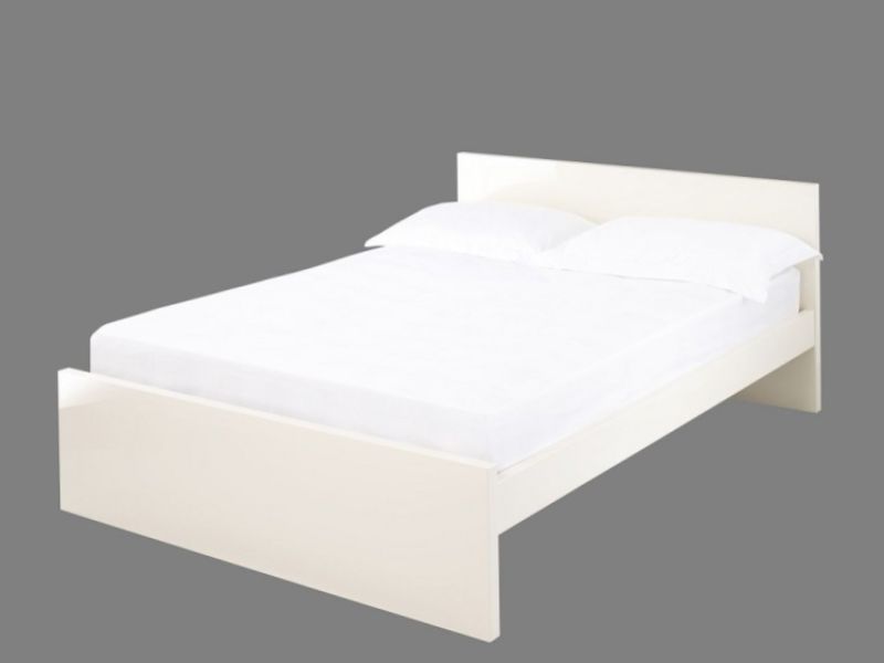 LPD Puro 4ft6 Double Wooden Bed Frame In Cream Gloss