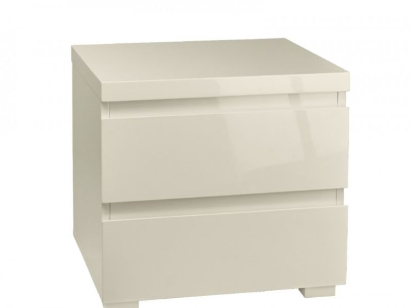 LPD Puro 2 Drawer Bedside In Cream Gloss