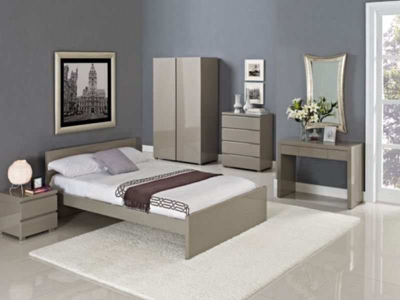 LPD Puro 5ft Kingsize Wooden Bed Frame In Stone Gloss