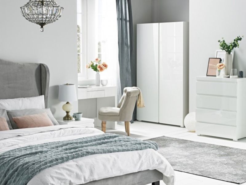 LPD Puro 2 Drawer Bedside In White Gloss