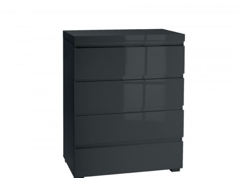 LPD Puro 4 Drawer Chest In Charcoal Gloss