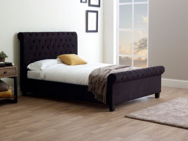 Limelight Orbit 4ft6 Double Black Velvet Fabric Bed Frame