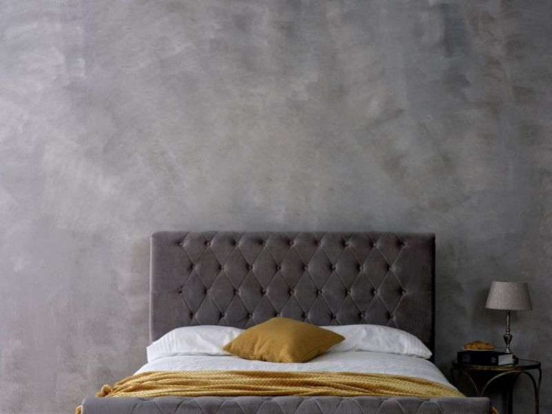 Limelight Orbit 5ft Kingsize Plush Silver Velvet Fabric Bed Frame