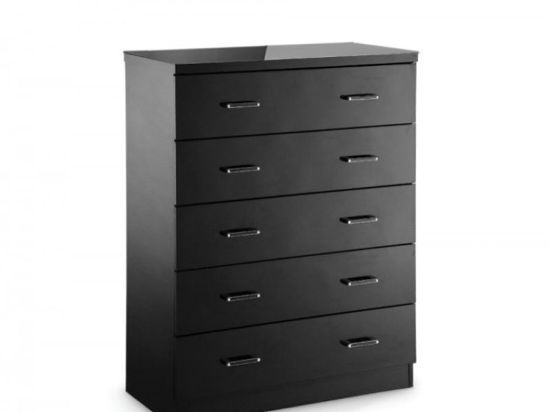 LPD Novello 5 Drawer Chest In Black Gloss