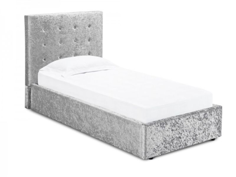 LPD Rimini 3ft Single Silver Velvet Fabric Ottoman Bed Frame