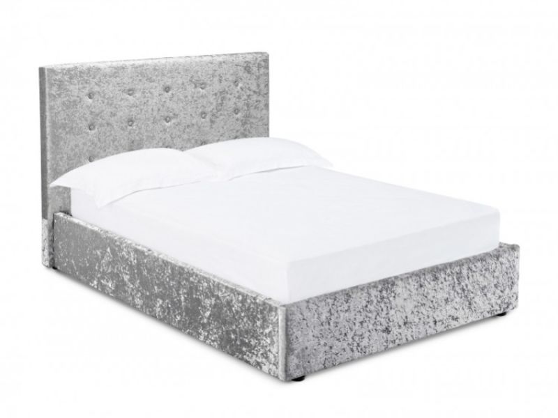 LPD Rimini 5ft Kingsize Silver Velvet Fabric Ottoman Bed Frame