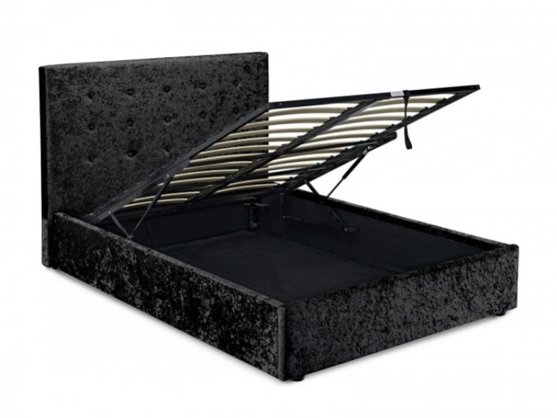 LPD Rimini 4ft6 Double Black Velvet Fabric Ottoman Bed Frame