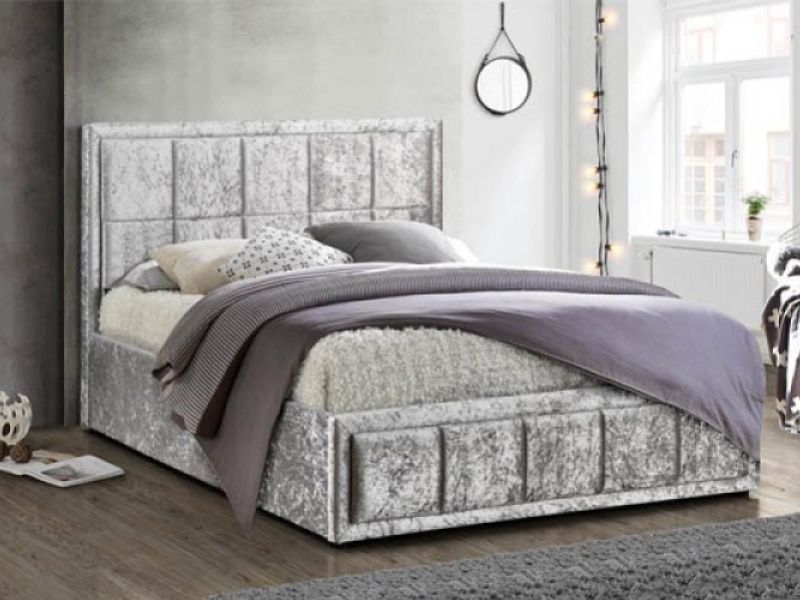 Birlea Hannover 5ft Kingsize Steel Crushed Velvet Fabric Ottoman Bed