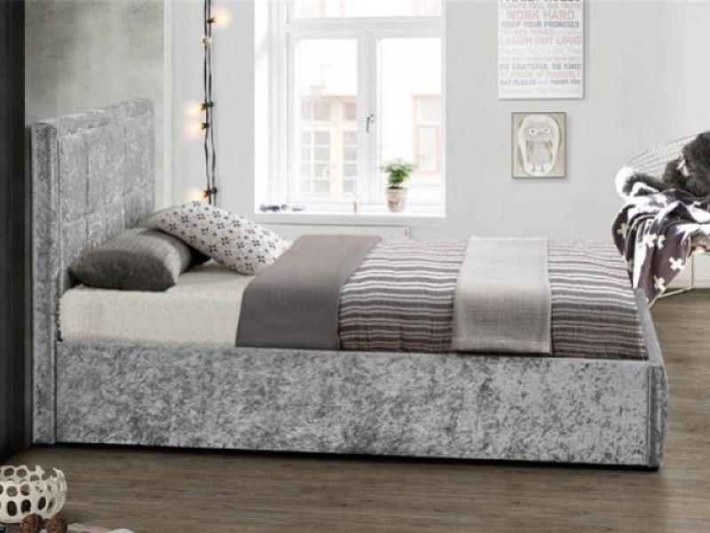 Birlea Hannover 5ft Kingsize Steel Crushed Velvet Fabric Ottoman Bed