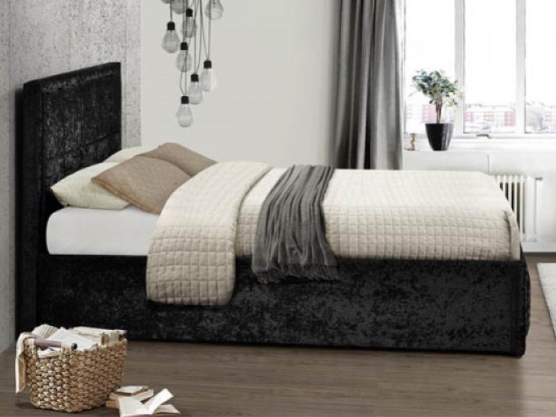 Birlea Hannover 5ft Kingsize Black Crushed Velvet Fabric Ottoman Bed