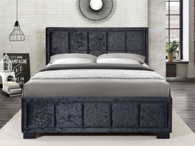 Birlea Hannover 4ft Small Double Black Crushed Velvet Fabric Bed Frame