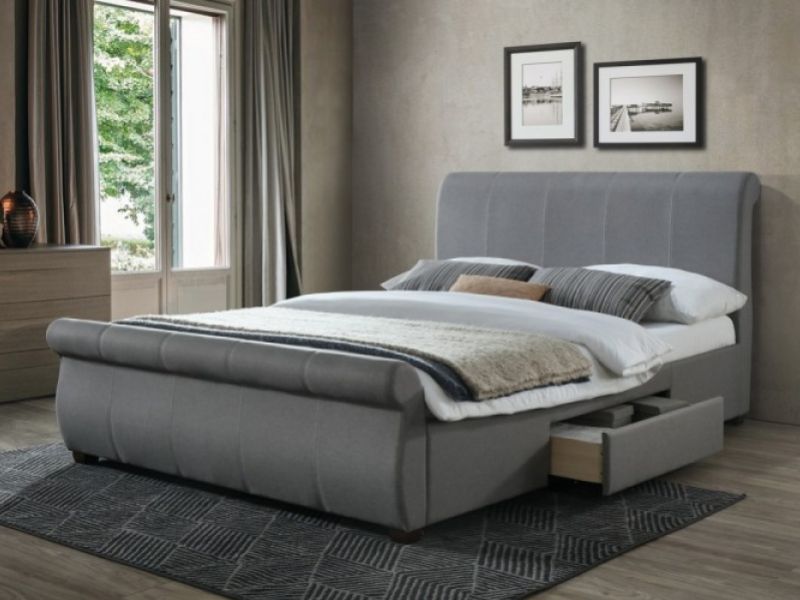 Birlea Lancaster 5ft Kingsize Grey, Grey Fabric King Size Bed Frame With Drawers