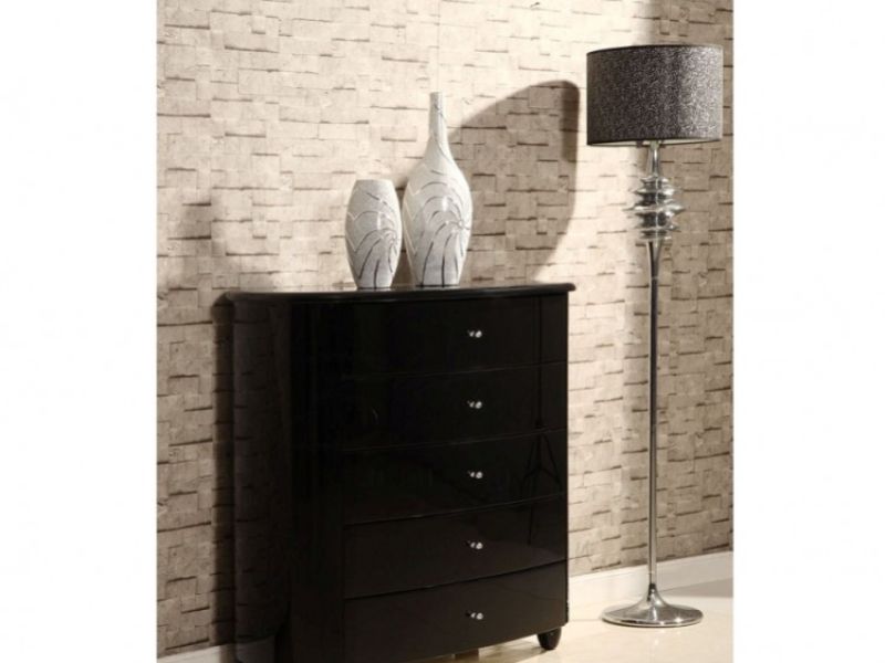 Birlea Aztec Black Gloss 5 Drawer Chest