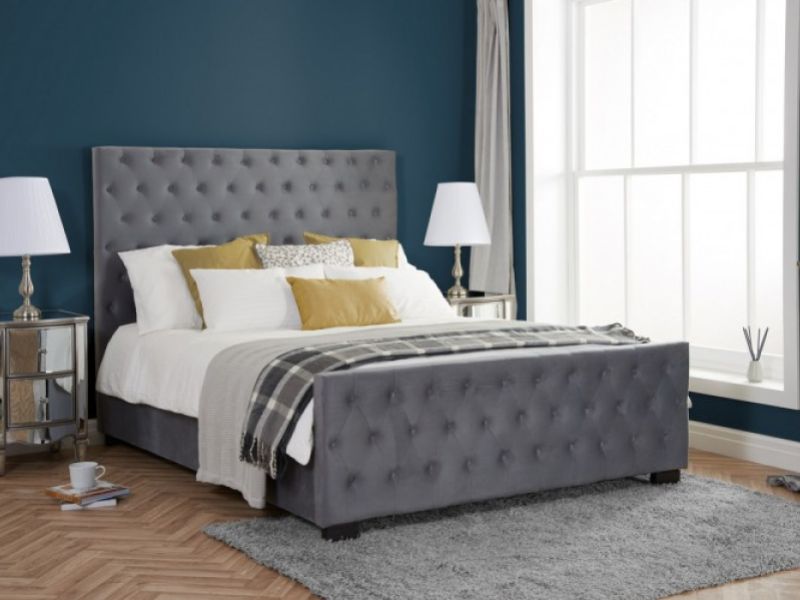 Birlea Marquis 5ft Kingsize Grey Velvet Fabric Bed Frame