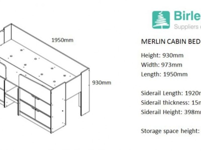 Birlea Merlin Cabin Bed White And Pink