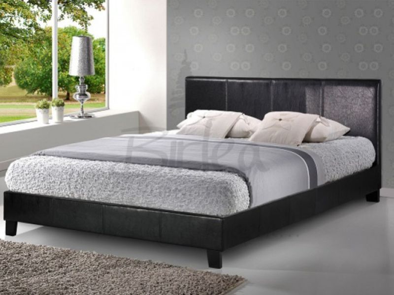 Birlea Berlin 4ft Small Double Black Faux Leather Bed Frame