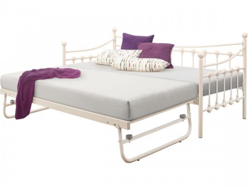 Birlea Chantelle 3ft Single Cream Metal Day Bed With Trundle