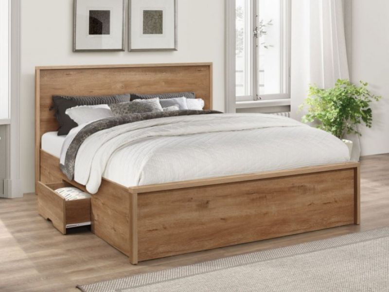 Birlea Stockwell 5ft Kingsize Oak Finish Wooden Bed Frame With Drawers