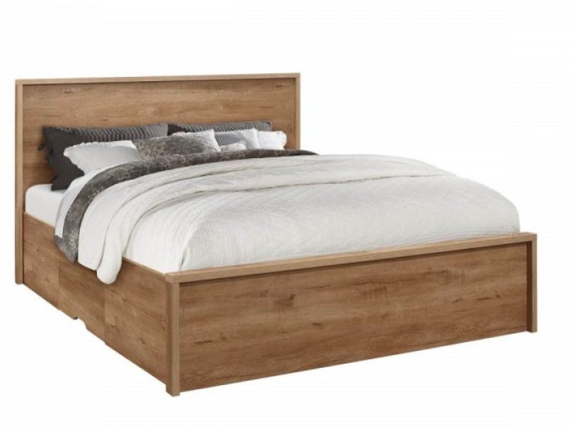 Birlea Stockwell 4ft Small Double Oak Finish Wooden Bed Frame With Drawers