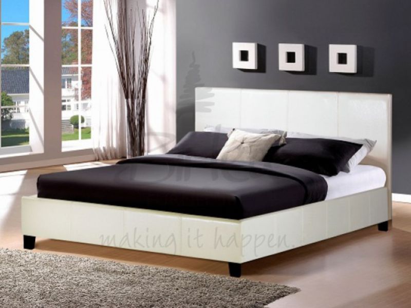 Birlea Berlin 5ft Kingsize White Faux Leather Bed Frame