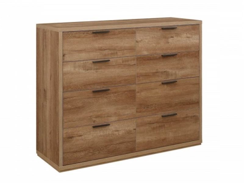 Birlea Stockwell Oak Finish 8 Drawer Merchant Chest