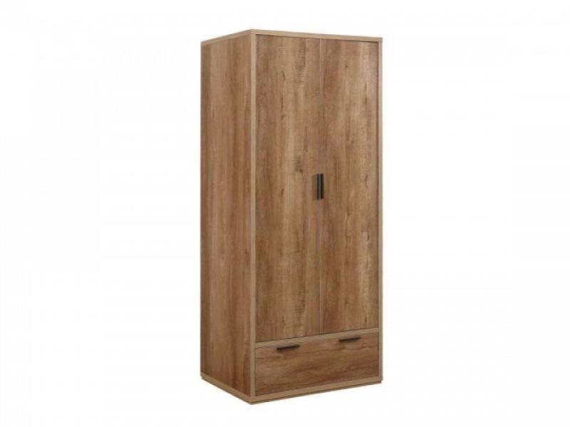 Birlea Stockwell Oak Finish 2 Door 1 Drawer Wardrobe