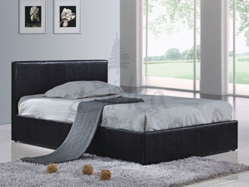 Birlea Berlin Ottoman 4ft Small Double Black Faux Leather Bed Frame