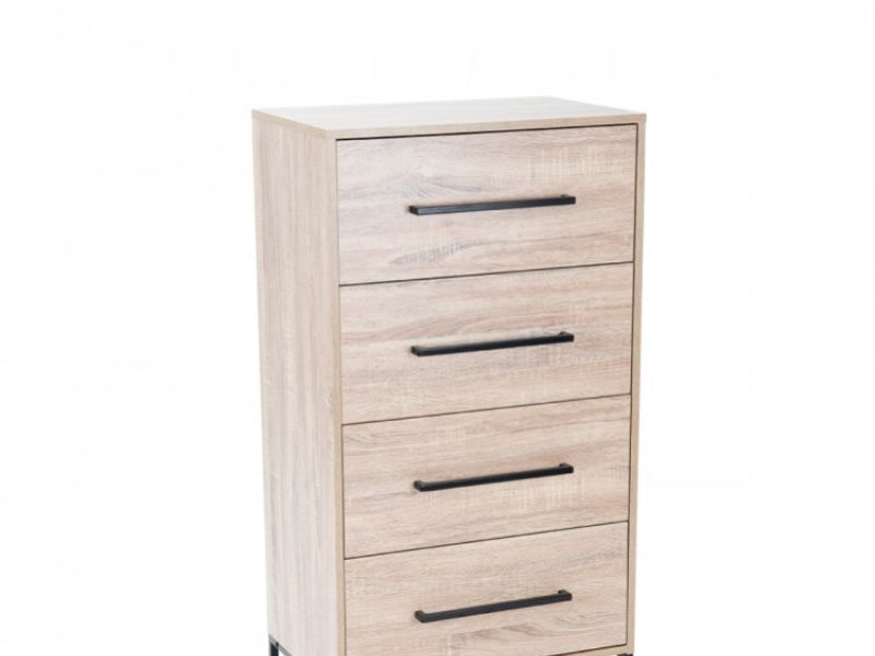 Birlea Conrad Silver Oak Finish 4 Drawer Narrow Chest