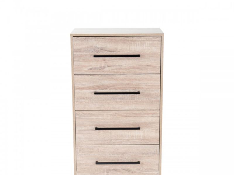 Birlea Conrad Silver Oak Finish 4 Drawer Narrow Chest