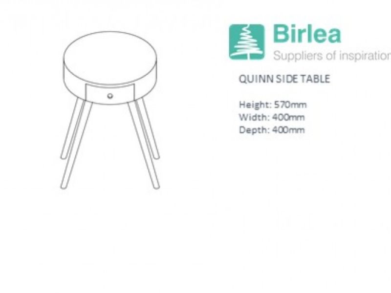Birlea Quinn White 1 Drawer Side Table