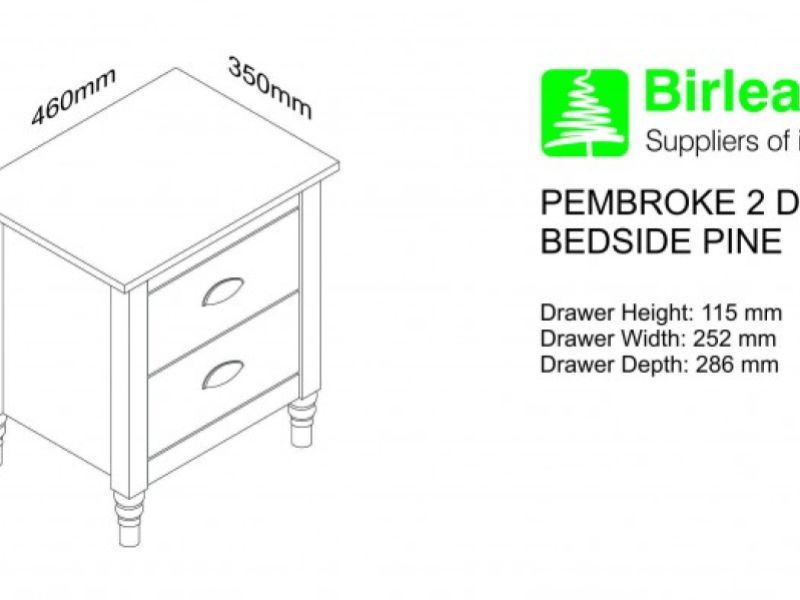 Birlea Pembroke Pine 2 Drawer Bedside