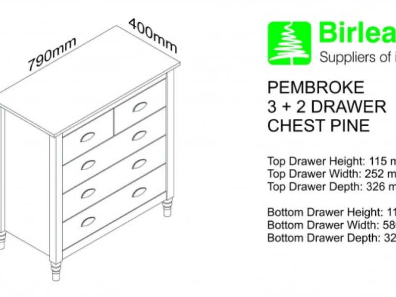 Birlea Pembroke Pine 3 Plus 2 Drawer Chest