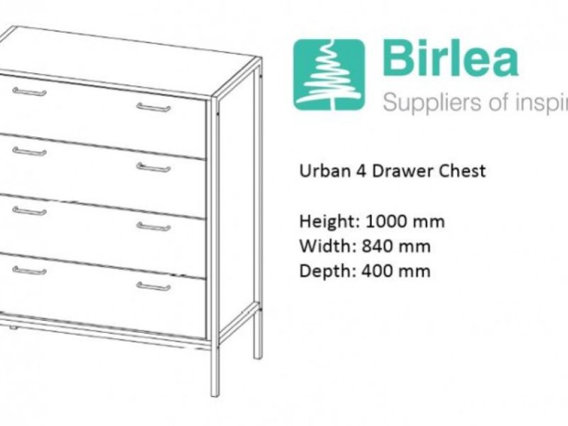 Birlea Urban Rustic Finish 4 Drawer Chest