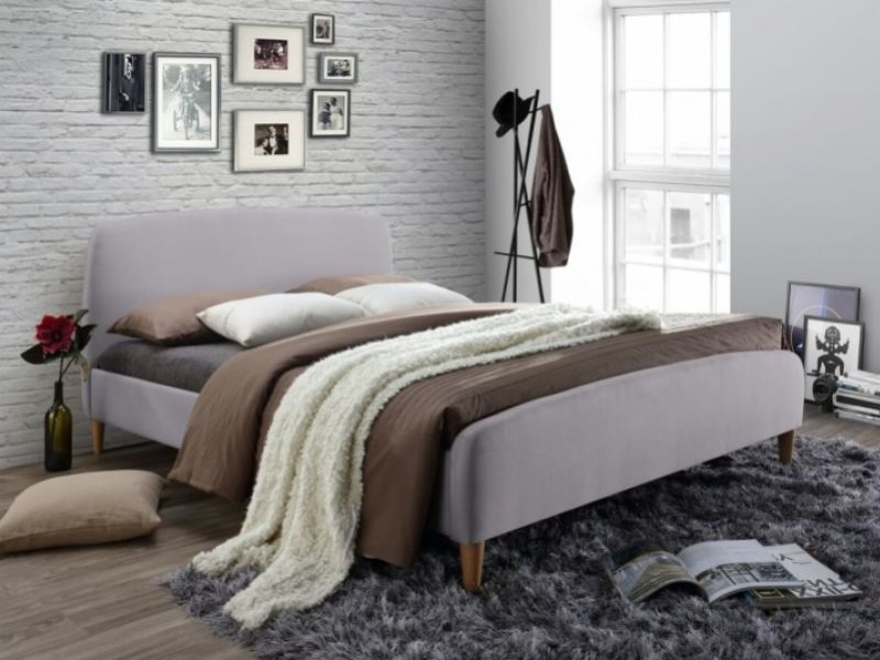 Time Living Geneva 5ft Kingsize Light Grey Fabric Bed Frame