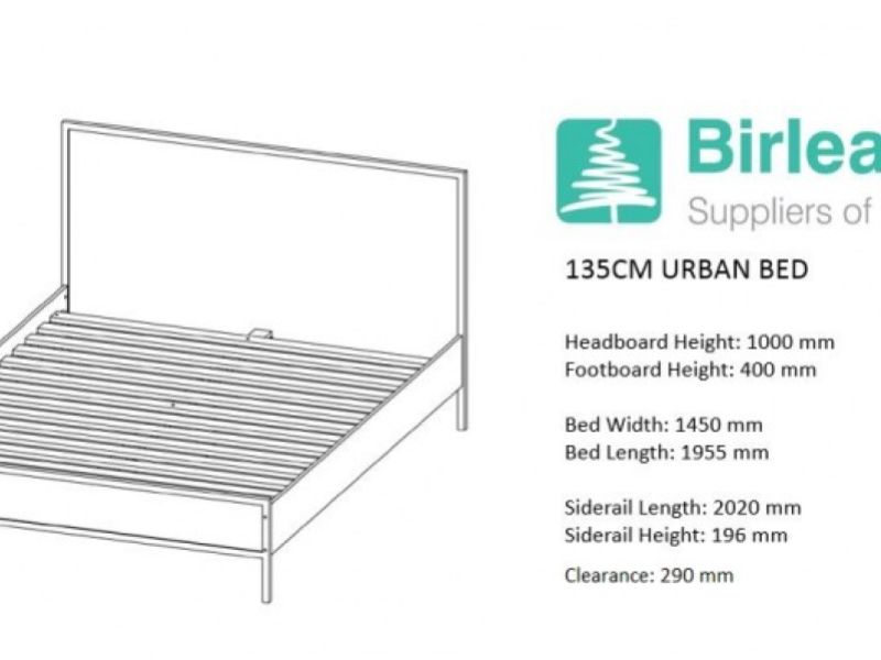 Birlea Urban 4ft6 Double Wooden Rustic Finish Bed Frame